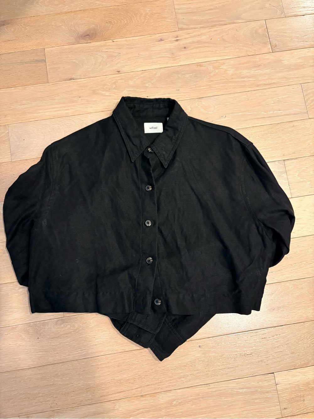 Aritzia Black Cropped Button-Down Shirt